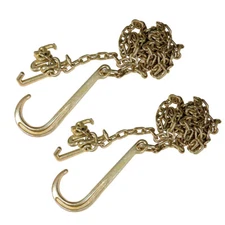 2 Pack G70 5/16''x10' Transport Tow Chain J Hook Long Shank With Grab Hook