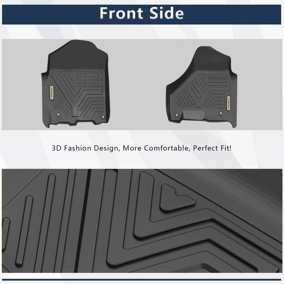 3D Floor Mats Liners for 2013-2018 Dodge Ram 1500 2500 3500 Crew Cab All Weather Foto 2 de 4