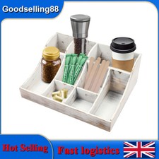 Kitchen Condiment Organizer with 9 Compartment Wooden Condiment Holder NEW