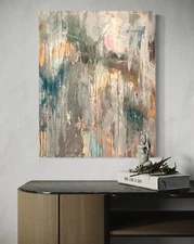 Original Signed Modern Abstract Painting “Sunset In Nice” 24”x30”x1.5”