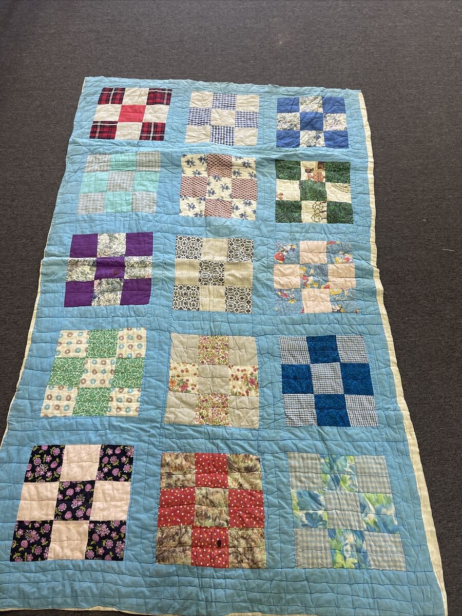 vintage antique handmade hand sewn patch Work quilt 79”x49 vintage antique handmade hand sewn patch Work quilt 79”x49