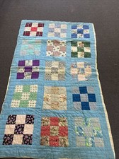 vintage antique handmade hand sewn patch Work quilt 79 x49 Discolored Stained
