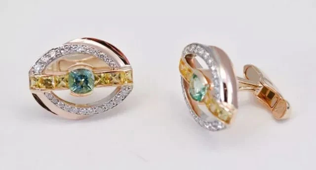 Camisa y abrigo princesa citrino simulado gemelos de boda enchapados en oro rosa de 14K Foto 4 de 4