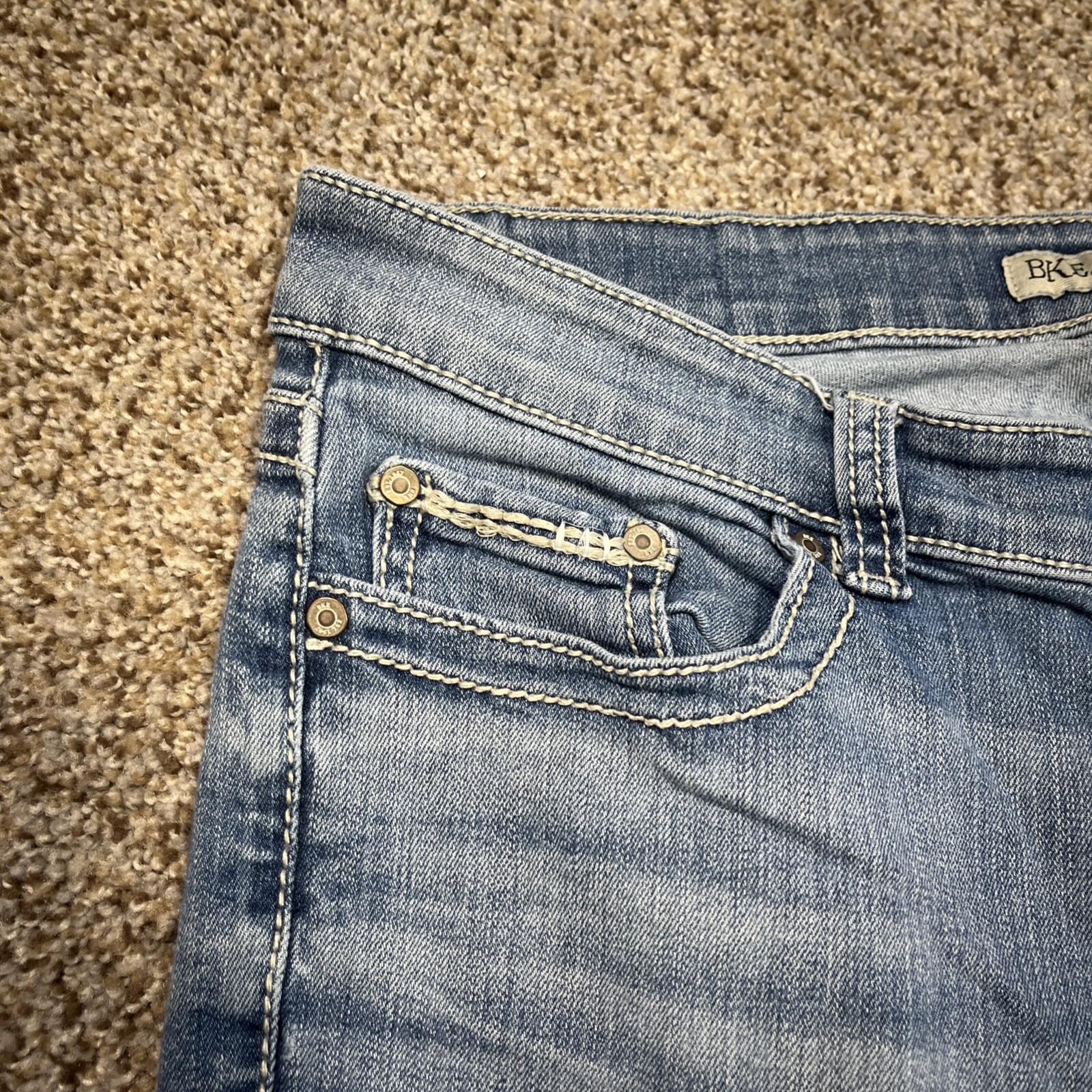 BKE Stella Low Rise Womens Stretch Blue Tapered Leg Jeans Size 28R (32 X 30) - View 3
