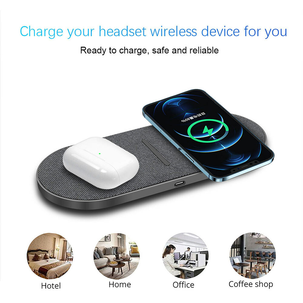 2IN1 Wireless Charger Dual 20W Mat For Apple iPhone 16 Pro 15 Samsung S25 Ultra