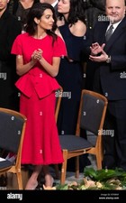 Oscar de la Renta Belted Tweed Peplum Jacket ASO Royals, Amal Clooney