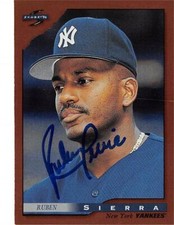 Ruben Sierra autographed baseball card Yankees 1996 Score #67 Dugout Collection