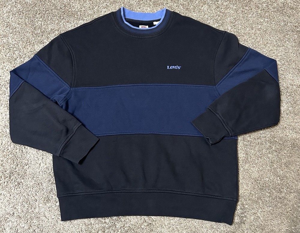 Levis Mens Medium M Fleece Crewneck Pullover Sweatshirt Non-Stretch