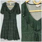 Leona Edmiston Ruby Dress Size XS Green Black Spot Dot Frill