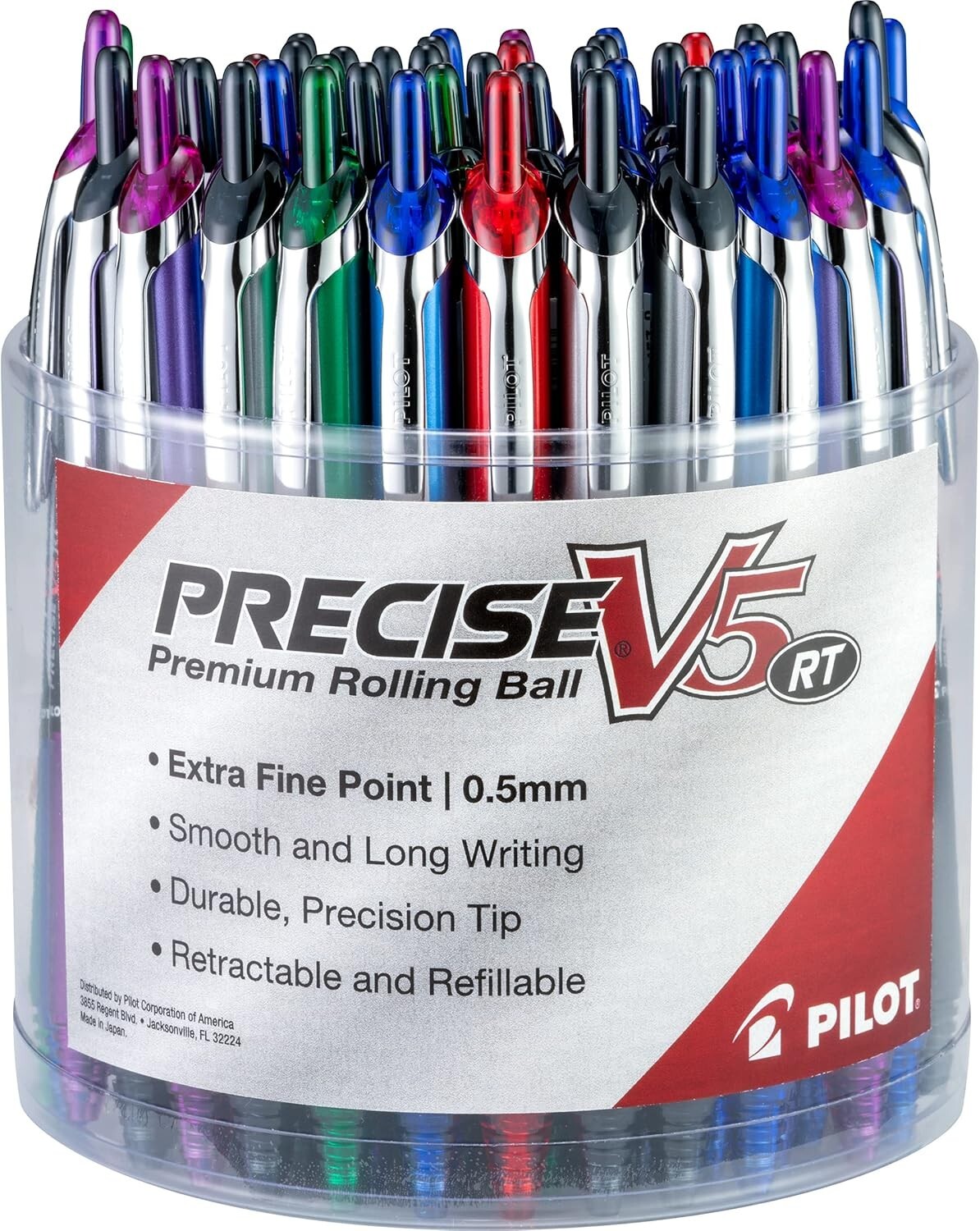 Eco-Friendly V5 RT Refillable Extra Fine Point Pens - 48 Assorted Colors