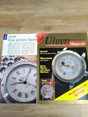 GEVRIL Uhr Sonderdruck Uhrenmagazin Prospekt/ Katalog 1997-  mit Preise 