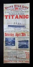 TITANIC  6.80 x 15.75"  REPLICA FIRST SAILING TO  N.Y.  POSTER   APRIL 20th 1912