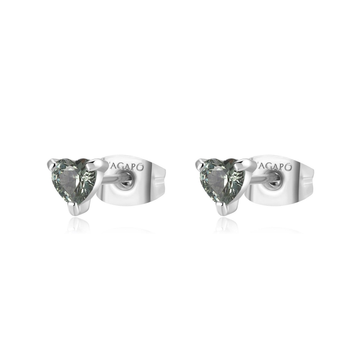 Orecchini A Cuore In Argento 925 Con Pietre CZ Verde Peridoto 4mm – Gioiello Elegante