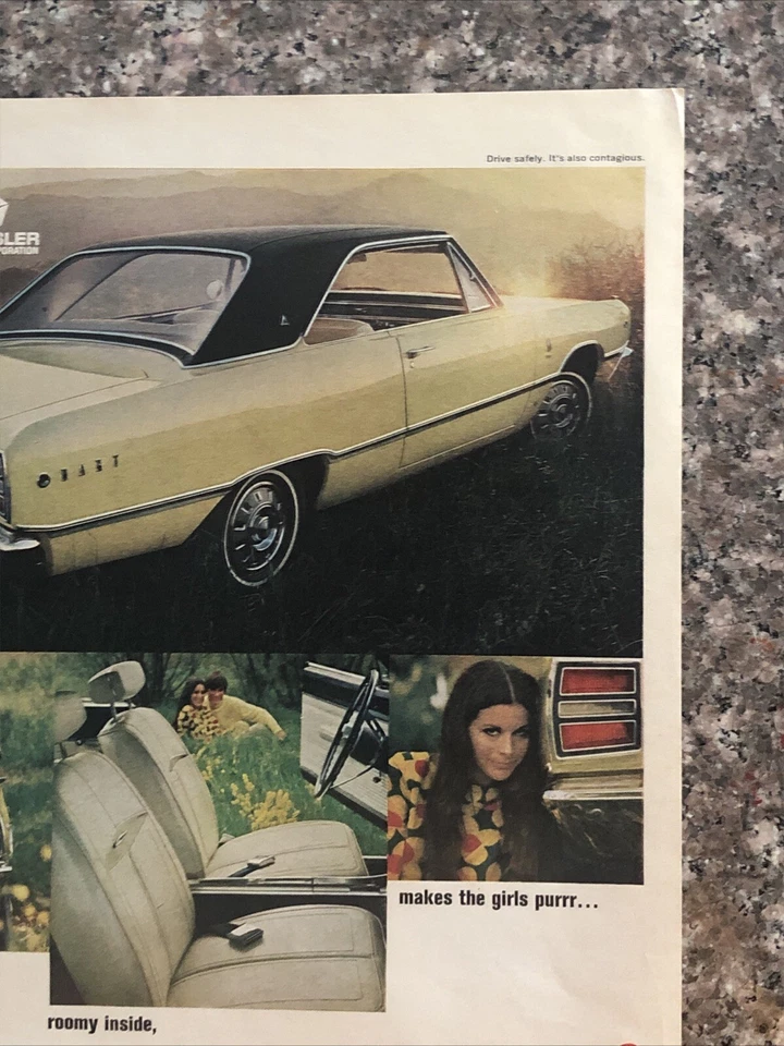1968 Dodge Dart PRINT AD Gives You Dodge Fever - Makes The Girls Purr VTG 1960s - Image 3 of 4