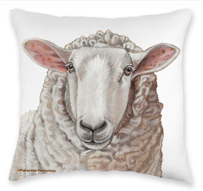 Cheviot Sheep Throw Pillow, Decorative Pillow, Cute Accent Pillow, Home Decor, E