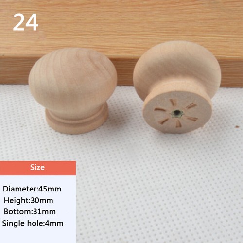 Pine Wooden Round Cabinet Handles Pulls Cupboard Wardrobe Drawer Door Knobs - Picture 36 of 36