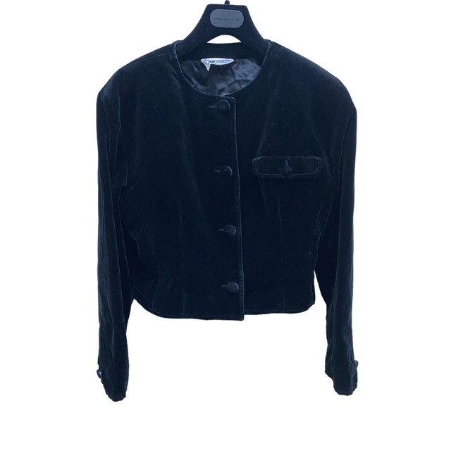 Courreges 1960s Vintage Black Velvet Jacket  Size M