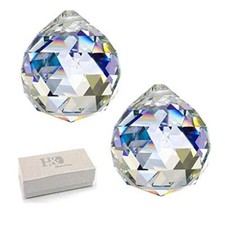 2 Pack 50mm Clear Crystal Ball Prisms Pendant Suncatcher Hanging Drop Decor