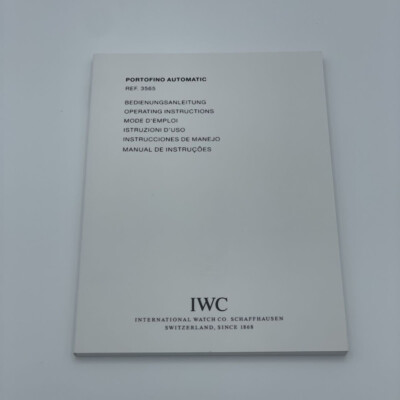 IWC ANLEITUNG MANUAL PORTOFINO AUTOMATIC 3565