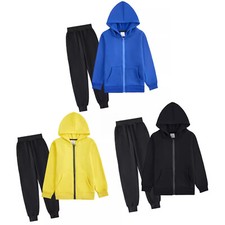 Unisex Kids Hoodie With Pants Zip Sport Suit Cycling Tracksuit Running Pullover