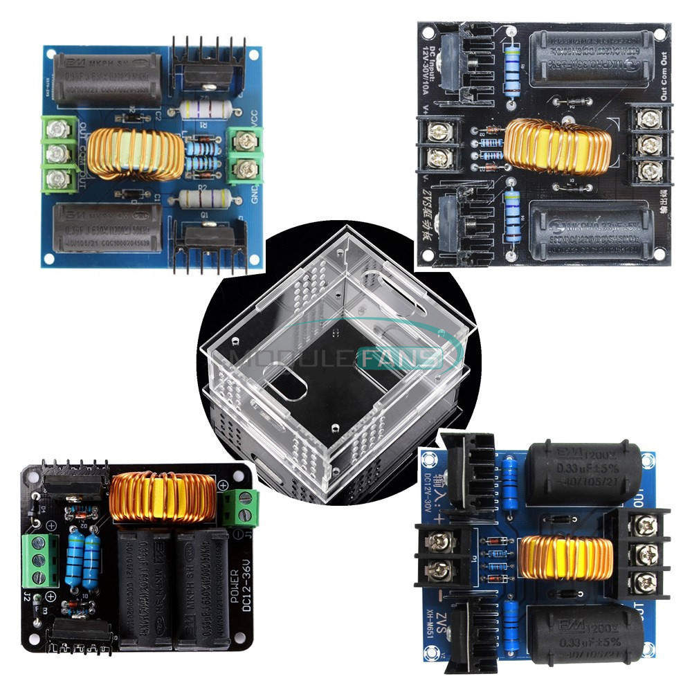 ZVS Tesla Flyback Driver Board — 10A/20A 200W-1000W, 12-36V With Acrylic Case