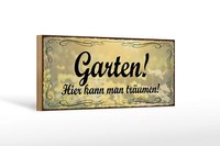 Holzschild Spruch 27X10 Cm Garten Hier Kann Man TräUmen Deko Schild Wooden Sign