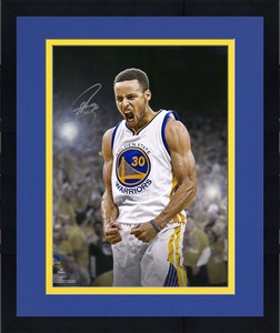 Framed Stephen Curry Golden State Warriors Signed 16" x 20" Yelling Photo