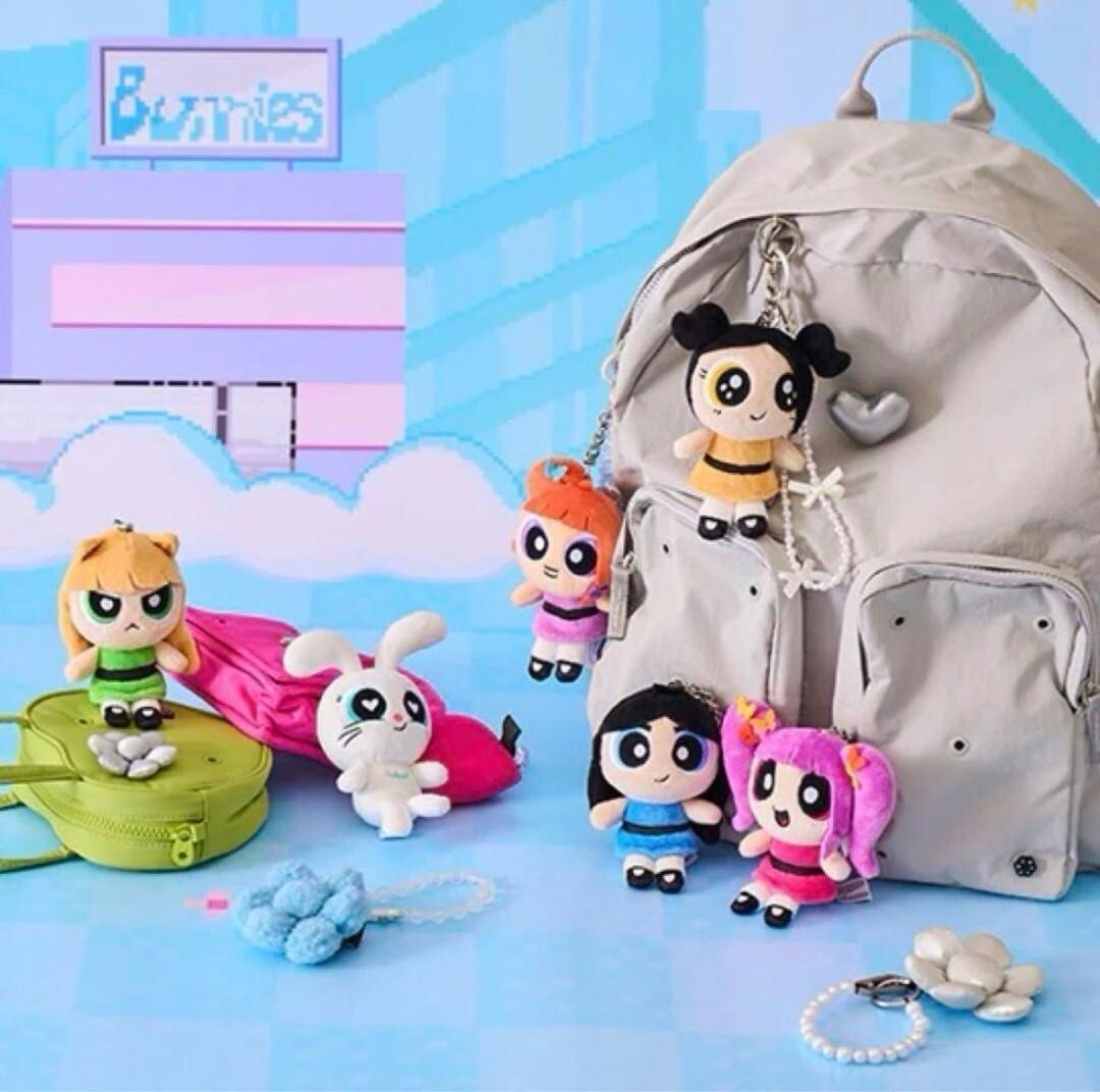 THE POWERPUFF GIRLS x NewJeans Haerin Plush Toy Doll Keyring from