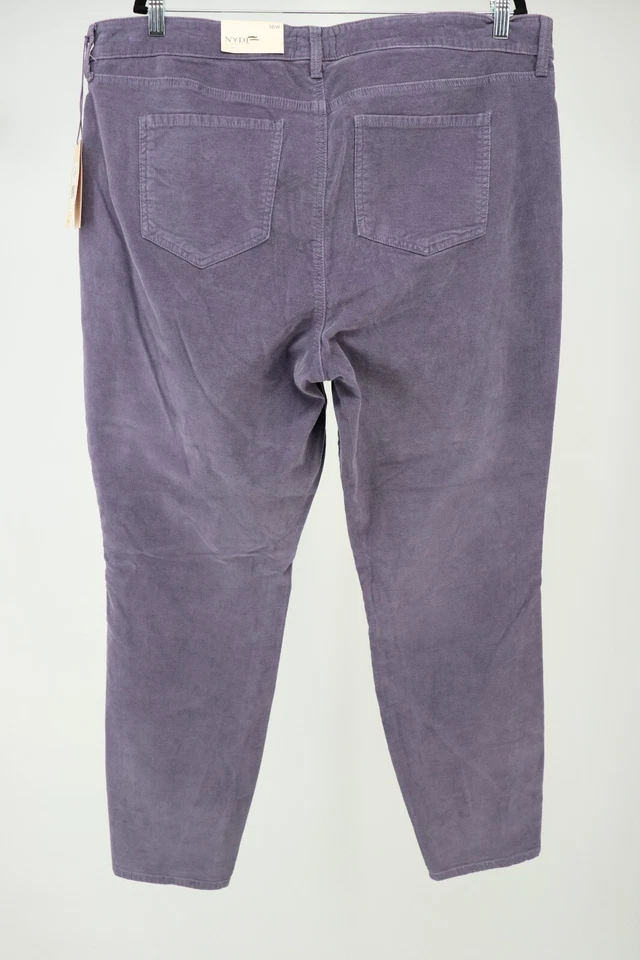 Pantalones NYDJ para mujer 18W Ami ajustados terciopelo púrpura costura retorcida aberturas tiro alto nuevos Foto 3 de 4