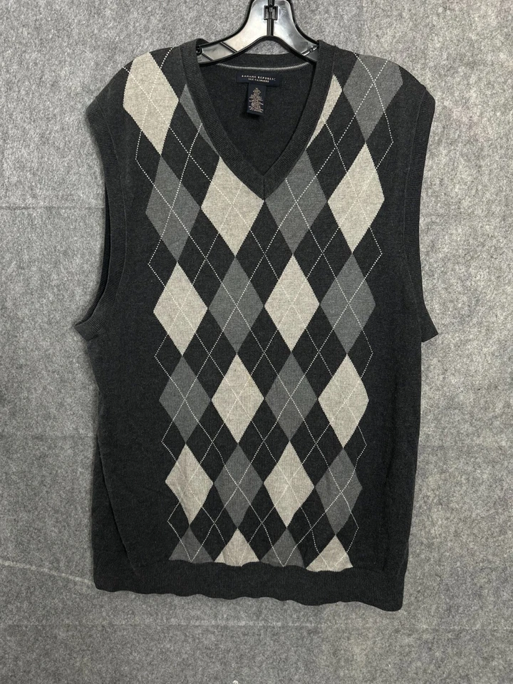 Chaleco Banana Republic Para Hombres XLarge Suéter Cachemira Seda Algodón Grandpacore Golf Foto 4 de 4