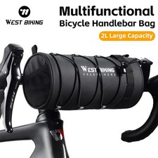 WEST BIKING Bicycle Handlebar Bag Road Bike Front Bag Shoulder Bag Black 2L