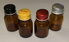 Vintage Kodak Photo 1 oz Amber Bottle Lot 4 Twist Cap Eastman Rochester N.Y. 2”