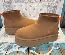 New UGG Classic Ultra Mini Dipper Platform Women's Sz 9 Boots Chestnut 1168170
