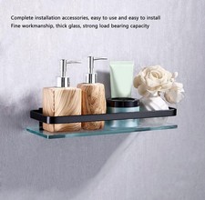 Glass Bathroom Shelf Black Matte 13.8 in x 4.7 in A0239