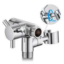 Solid Brass 3 Way Shower Arm Diverter Valve with Handheld Holder for Dual Sho...