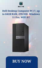 Dell Desktop Computer PC i7, up to 64GB RAM, 4TB SSD, Windows 11 Pro, WiFi BT