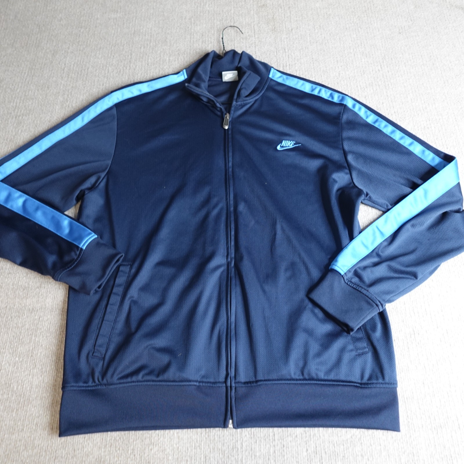 Vintage Nike Jacket Large Blue Full Zip Gray Tag Track Warm Up Mens