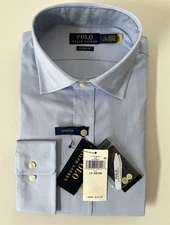 Polo Ralph Lauren NWT Men's Size 17 34/35 Blue Classic Fit Dress Shirt