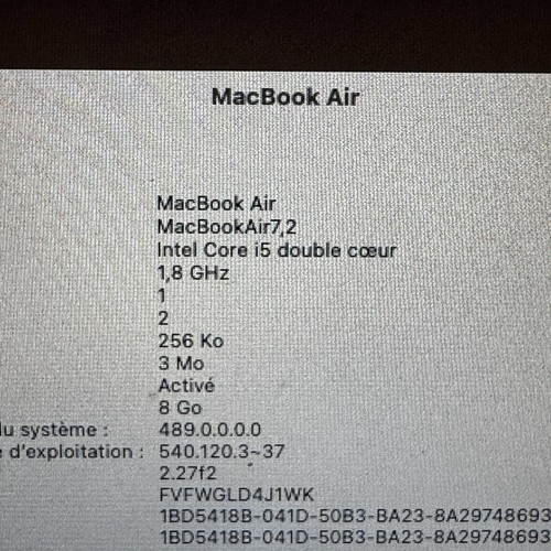 Apple MacBook Air 13" (2017) Intel Dual Core I5 - 480 SSD - 8 Go RAM - Photo 9/12