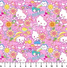 Cotton Sanrio Hello Kitty Garden Doodles Pink Fabric Print by Yard D606.05
