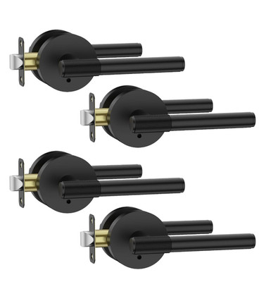 Asidrama 4 Pack Privacy Door Handles with Lock,Matte Black Door Handles Interior