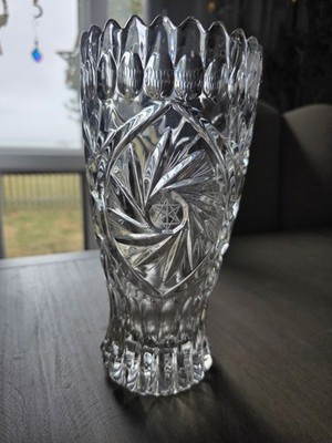 Pinwheel Bohemia Crystal-Crystalex One Vintage Cut Crystal Vase Rare Stunning
