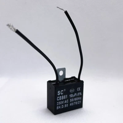 CBB61 10mfd 10uF 10 uF 250V AC 50/60Hz FAN MOTOR RUN Capacitor 2 WIRES US STOCK