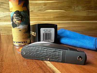 Jack Wolf Knives Laid Back Jack S90V Jigged Titanium Slipjoint Sheepsfoot 