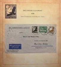 Beleg vom 23.12.1938, Luftpost von Remscheid nach Buenos Aires &uuml;ber Frankreich.
