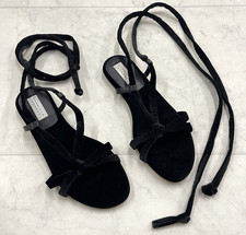 GABRIELA HEARST Reeves Velvet Tie Up Sandals In Black Size: 38.5 (US 8.5)