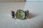 vtg ITALY intaglio cameo venetian green glass 14k & sterling silver ring 9g  sz7
