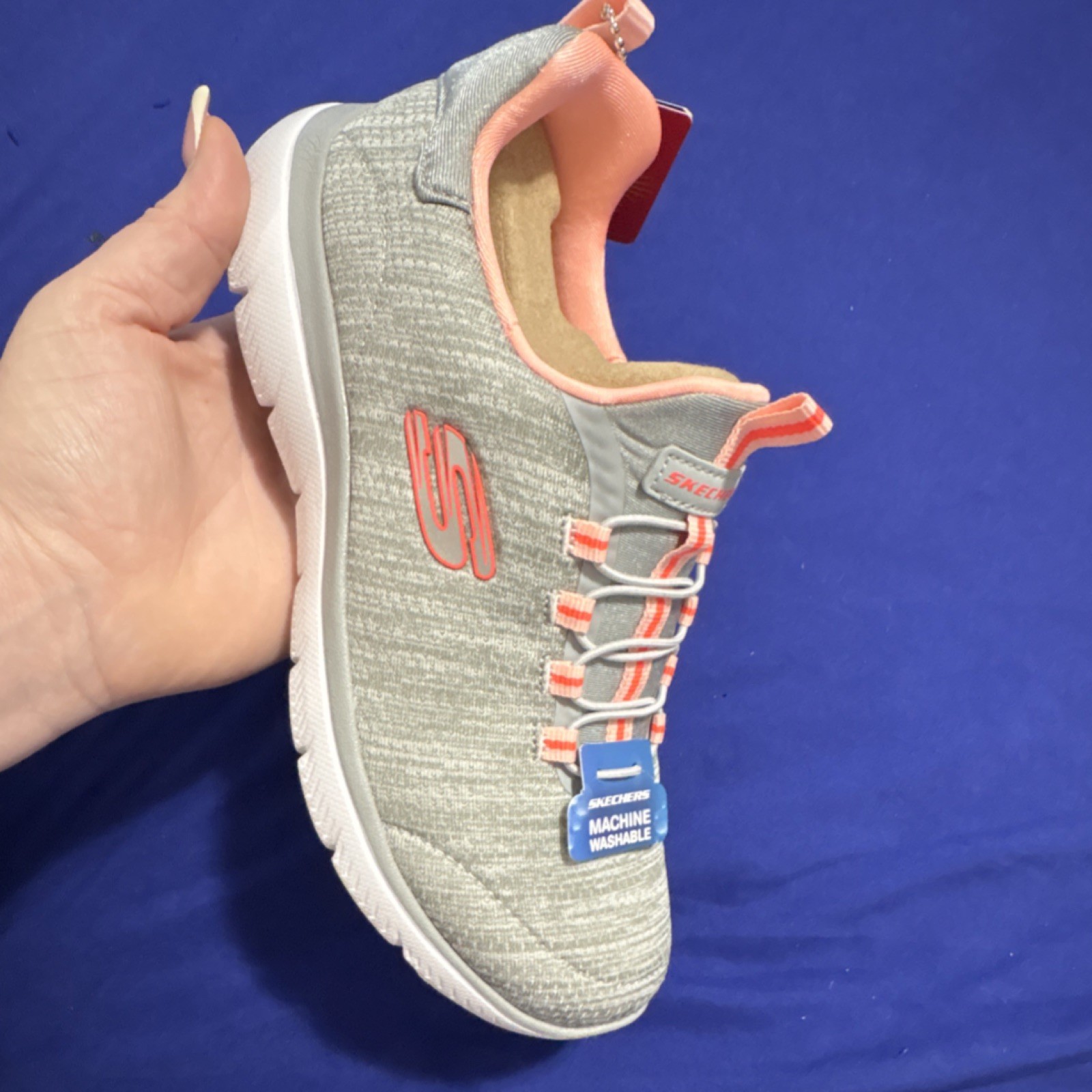 Skechers Summits Gray Pink Mesh Sneakers Memory Foam Machine Washable Women's