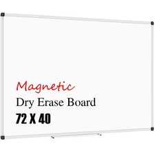 Magnetic Whiteboard 72 x 40 Inch, Large Dry Erase White Board for Wall with M...