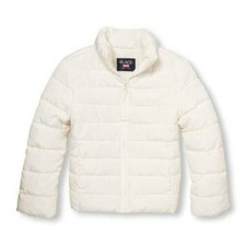 Girls Puffer Jacket 5/6 White Water Resistant Zip Winter The Childrens Place